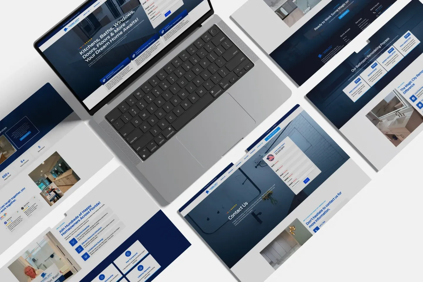 The Magic City Remodeling site, its service pages and its landing pages